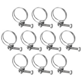 sourcing map 10Pcs Double Wire Hose Clamp, 30-34mm Adjustable Stainless Steel Wire Hose Clips with M6 Bolt for Dust Collection Hose, Pump Hose Pipe