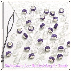VENOFEN 50PCS Rhinestone Hair Beads Loc Dreadlock Jewelry Purple Clear Braids Bead Hair Decoration Accessories for Women and Girls