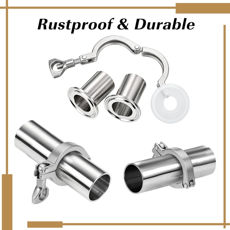 CUTHOLLOW 1.5" Tri Clamp Kit, 10Pcs 304 Stainless Steel Sanitary