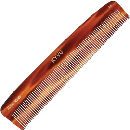 KYVU Handmade Cellulose Acetate Comb T6, 20.3 cm, FINE Teeth, Tortoiseshell Colour, Hair Styling for Men & Women
