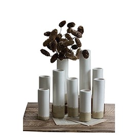 Kalalou Ceramic Cylinder Bud Vase, Set of 9, One Size, Off- White