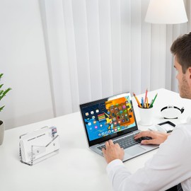 Rulyyo Mail Organizer Envelope Holder - Clear Acrylic Mail Holder Countertop Vertical Desk Organizer Small File Bill Document Notebook Letter Sorter for Home School Office Supplies