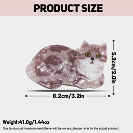 Fun Hair Clips,Funny Cute Gray Cat Claw Clips, Adorable Cat Unique Cartoon Acrylic Hair Clip Artistic Hair Accessories for Women and Girls