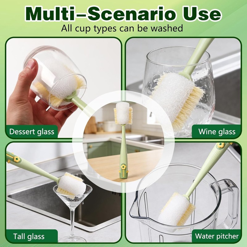 5-in-1 Bottle Cleaning Brush Set, Multifunctional Kitchen Lid Scrubber with