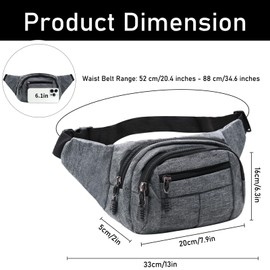 Long Keeper Bum Bag Belt Bag for Men Women Outdoor Waist Bag Sport Small Waterproof Running Belt Shoulder Bag Money Belt for Hiking Fitness Bicycle, gray, Belt bag