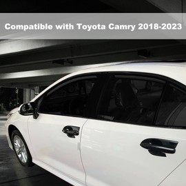 Fancemot Carbon Fiber Exterior Door Handle Bowl Trim Cover Compatible with Toyota Camry 2018-2024, Outer Door Handle Decoration Frame Cover