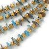 Avalaya Multistrand Pale Blue Shell Nugget and Gold Tone Flower