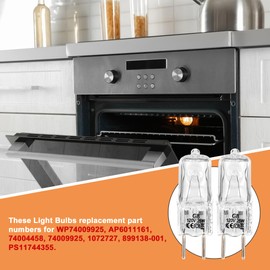 goduog 2-Pack WP74009925 G8 Oven Light Bulbs for Whirlpool 120V 25W G8 Base - Fits Whirlpool, Maytag, Kenmore, Jenn-Air - Replace for AP6011161 74004458 74009925 1072727 899138001 PS11744355