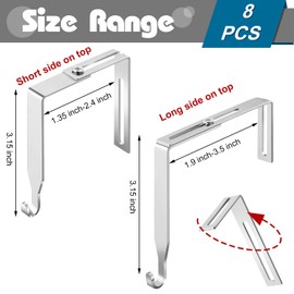 Amylove 8 Pcs Adjustable Cubicle Hanger Universal Partition Metal Cubicle Hooks Door Hanger, Adjusted to Fit Panels with 1 3/8 Inch to 3 1/2 Inch Thickness for Office Whiteboard (Silver)
