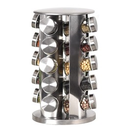 20 spice rack jars seasoning organizer kitchen set revolving stainless steel organizer