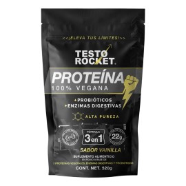 Proteina Testo Rocket Performance Vainilla Triple Acción | Rendimiento, Máxima Absorción, Sin Pesadez | 7 Fuentes Vegetales + Probioticos + Enzimas | 