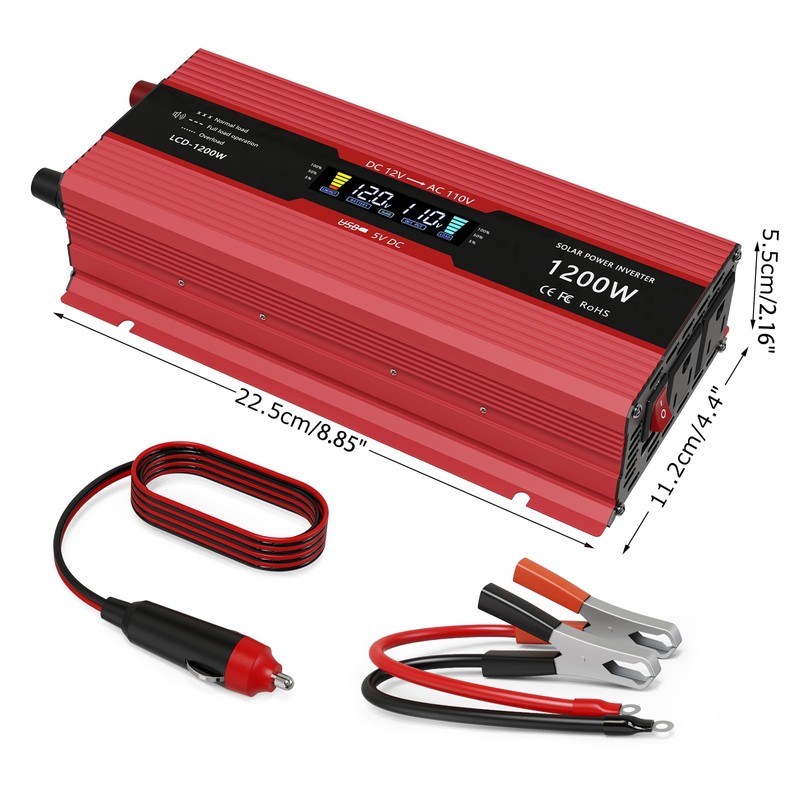 1200W Car Power Inverter DC 12V to 110V AC Converter