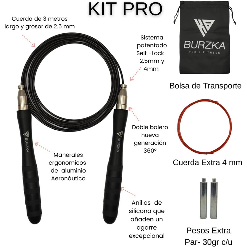 BURZKA Cuerda Para Saltar de Aluminio Antideslizante con Peso para