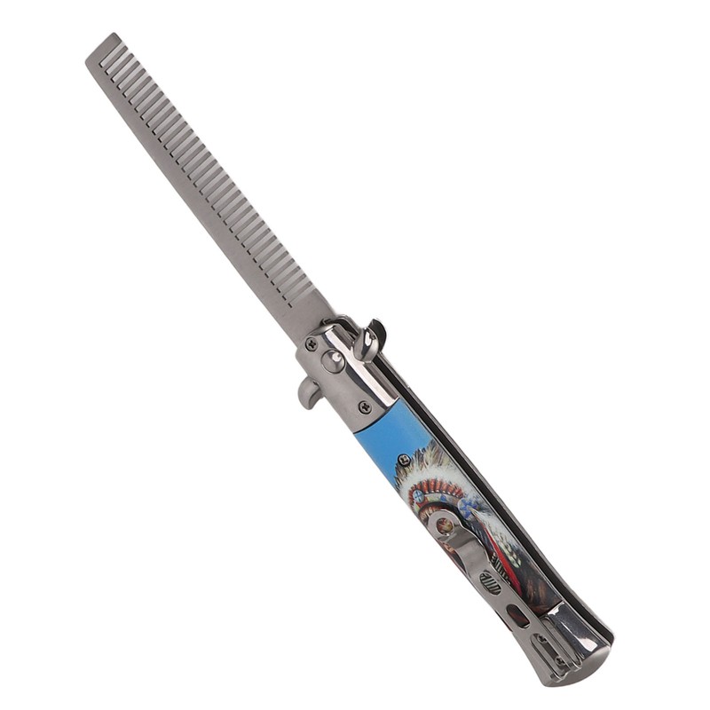 Men Spring Comb Pocket Size Stainless Steel Teeth Foldable Brush