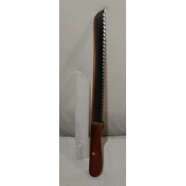Capco Serrated Bread Knife 8" Stainless Steel Blade, Wood Handle with Sleeve