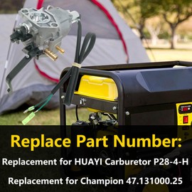 P28-4-H Carburetor Carb,Compatible with Dual Fuel Generator Champion 420CC 100296 71530 439CC 100165,Replacement for Huayi Carb Replacement for Champion 47.131000.28 9375W 7500w