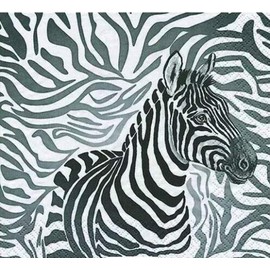 Set of 2 Individual Decoupage Paper Party Napkins ZEBRA, STRIPES, AFRICA Watercolor Decor Luncheon Napkin for a Birthday holiday, Wedding, Cocktail Party