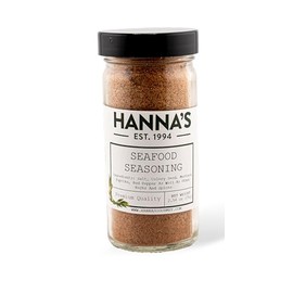 Hanna's Seafood Seasoning, Salmon, Bass, Fish, Spices, Blend, Gourmet, Premium Quality, 4 fl oz Glass Jar