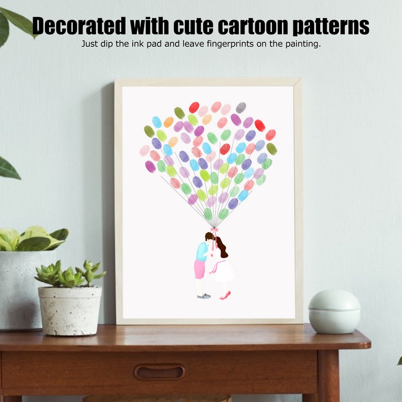 2Set Cartoon Pattern Fingerprint Painting DIY Signature Guest Book Wedding