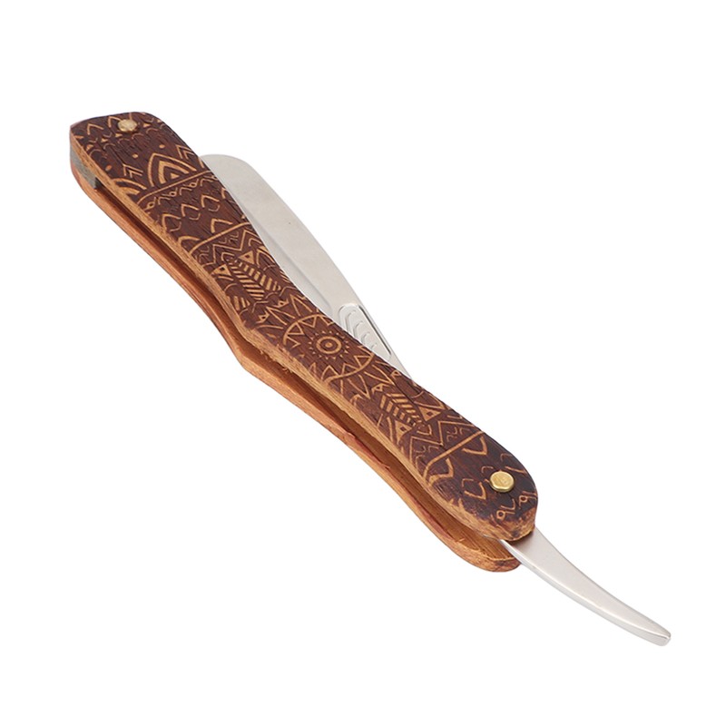 Men Manual Razor Redwood Handle Shaver Zinc Alloy Blade Straight
