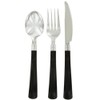 Plastic Flatware - Silver with Black Handles - 8 Place