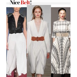 Yuni Sophy 3 pieces of women's wide belts, waist belts, leather elastic belts, ladies dresses, decorative belt hooks (Black,khaki,beige, Small)