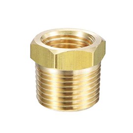 uxcell Brass Pipe Fitting Reducer Adapter 3/8" BSPT Male x 1/4" NPT Female for Water Oil Air Pressure Gauge Engine Temp Sensor, Pack of 1