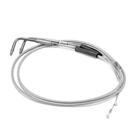 Mofun Extended Length 42" Throttle Cable and Idle Cable Kit Stainless Steel Compatible with Harley Sportster XL 883 1200 Dyna Softail Chrome