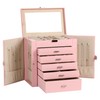 Frebeauty Large Jewelry Box,6-Tier PU Leather Jewelry Organizer,Multi-functional Storage Case