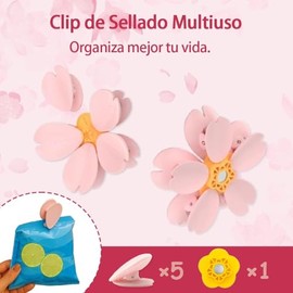 Lumbor37 Clips para Bolsas de Alimentos, Clips Decorativos para Sellar Alimentos Flores de Cerezo, Adecuados para el Almacenamiento Doméstico y en la 