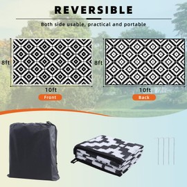Favoyard Outdoor Rug 8x10 ft Waterproof Reversible Patio Plastic Straw Rugs for Decor Clearance Outside Large RV Camping Area Carpet Mat for Porch Deck Balcony Pool Backyard Picnic Beach Camper Door