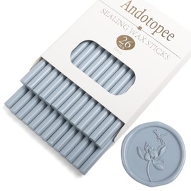 Dusty Blue Wax Seal Sticks 26pcs, Andotopee Glue Gun Wax Seal Sticks for Wax Seal Stamp, Premium Sealing Wax for Envelope Letter Seal Wedding Invation Craft Adhesive, Great Gift Ideas (Mini Size)