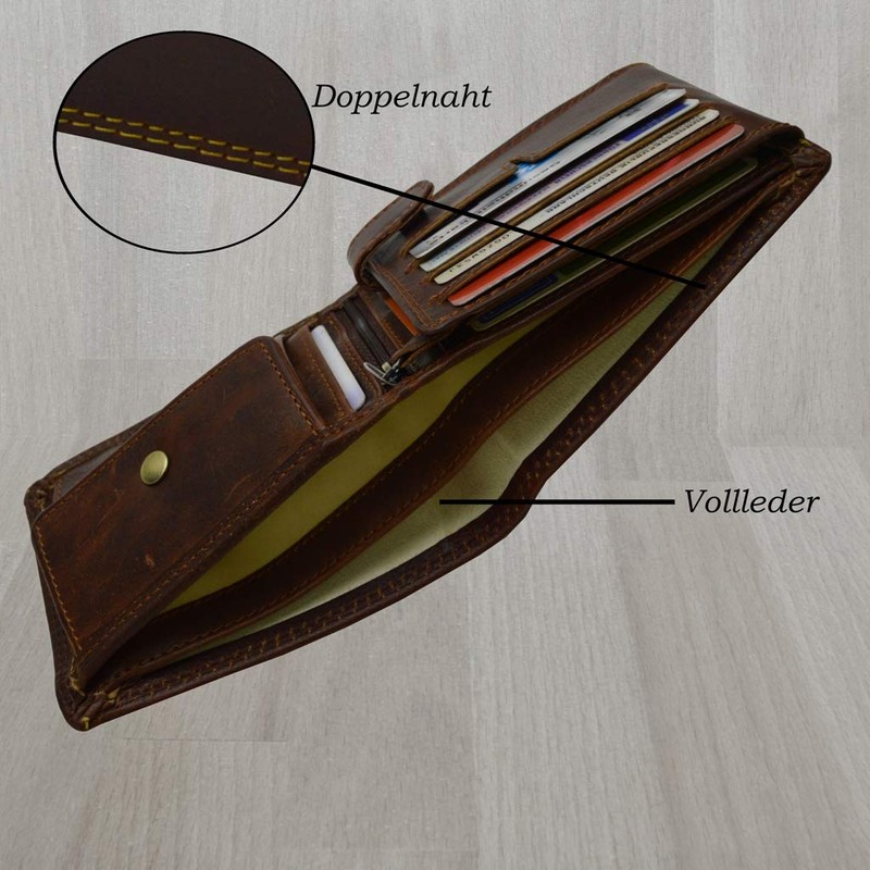 flevado Wild Adler Biker Wallet Full Leather Men's RFID Protection