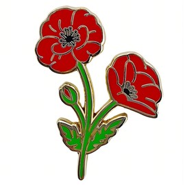 Ficsowy Poppy Enamel Brooch Pin, Floral Lapel Pin for Remembrance, Memorial Day, Red Poppy Flower