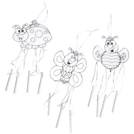 Baker Ross Glass Painting Bug Suncatcher Windchimes (Pack of 3) Ladybird, Bee & Butterfly for Kids To Decorate, Arts & Crafts By