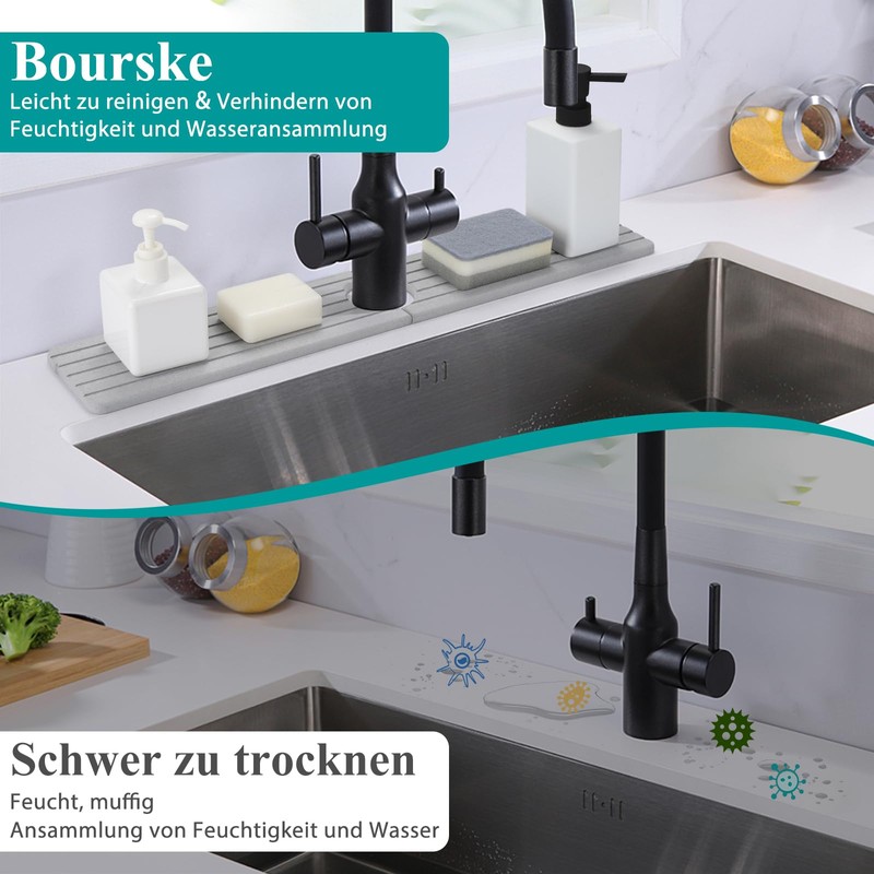 Bourske Tap Protector Drip Mat Diatomaceous Earth Quick-Drying Stone Tap