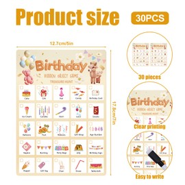 Gosknor 30pcs Scavenger Hunt Cards for Kids, Double Sided Rectangle Scavenger Hunt Games Educational Toddler Scavenger Hunt Cards for Toddlers Outdoor Indoor Activities (Birthday Party)