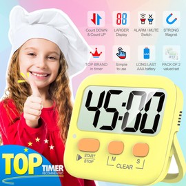 Antonki 2 Pack Digital Timer for Kids, Magnetic Countdown Kitchen Timers for Cooking, Egg, Classroom, Teacher, Exercise, Study, Oven - Battery Included