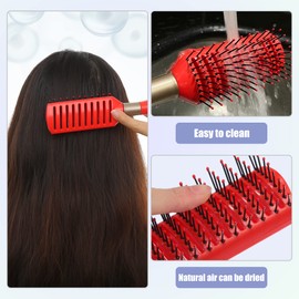 VOCOSTE Hair Brush Women Men Hair Brush Straight Curly Long Short Thick Thin Dry Hair Hairbrush Red Plastic 1pcs