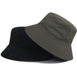 Laquest Reversible Bucket Hat, Large, Deep, Men's/Women's, Cotton Hat, For Spring, Summer, Autumn, black/army green, 2XL