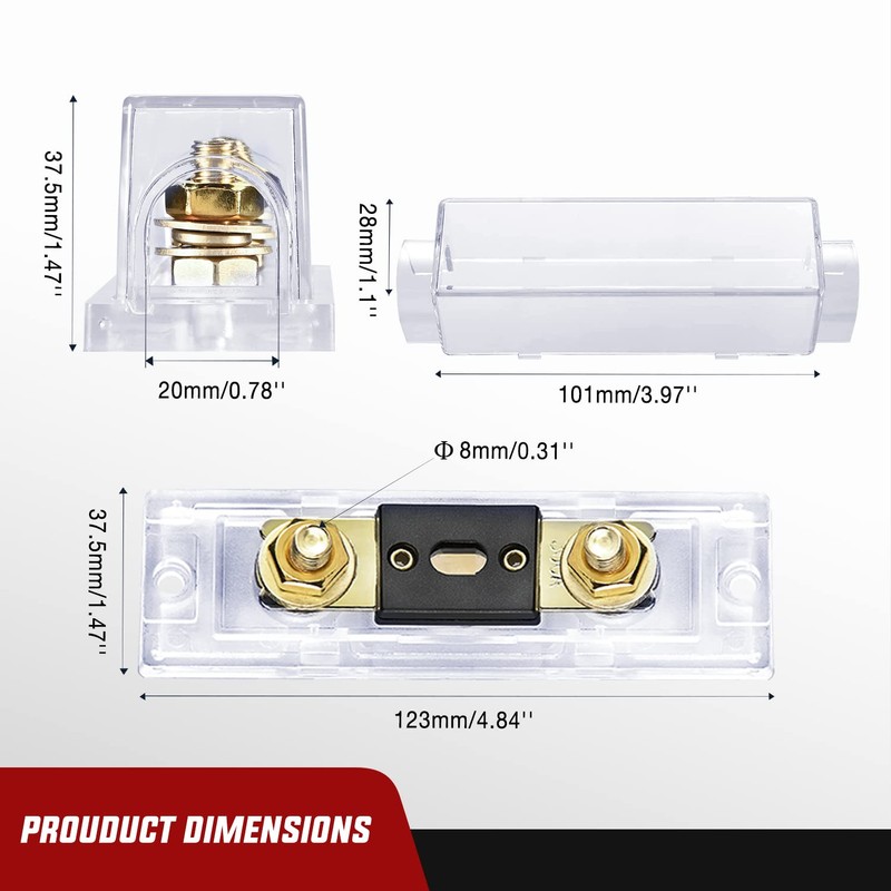 Nilight 2PCS 300A ANL Fuse Holder with ANL Fuse Electrical