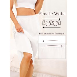 Wikoan Women's Half Slips Slit Lace Long Underskirts for Dresses Soft Satin Petticoat Waist Slips,White,XXL