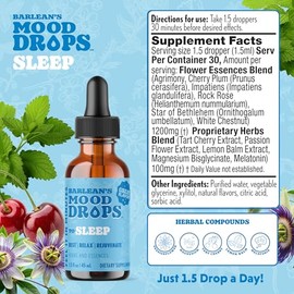 Barleans Suplemento estimulante del estado de nimo, suplemento lquido para dormir para hombres y mujeres, magnesio y melatonina, gotas de hierbas...  