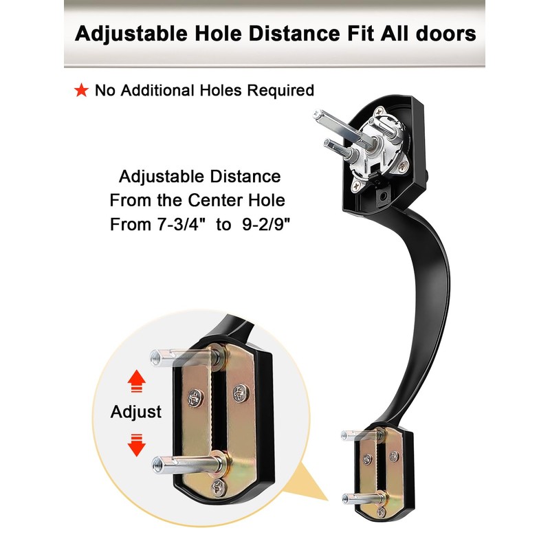 Tinewa Camelot Black Front Door Handle and Deadbolt Set, Front