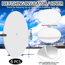Blueweenly 6 Pcs Ice Fishing Hole Covers 12 Inch Foam Ice Fishing Tip Ups Insulator Accessories Hole Insulator Tip Ups Cover Lid for Winter Fisher Houses Equipment(White)