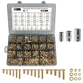 1004Pcs Grade 8.8 Metric Bolts Assortment, Hex Heavy Duty Bolts and Nuts Set, M6 M8 M10 (12mm to 45mm), Comes with 3 Bits（Yellow Zinc Plated）