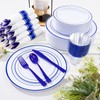 WELLIFE 210 Piece Blue Disposable Dinnerware Set,Plastic Plates for Party,