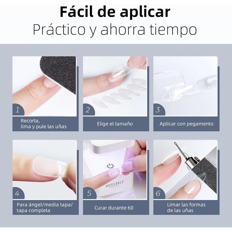 Uñas Postizas, kit Uñas soft gel 500pcs, Tips para uñas