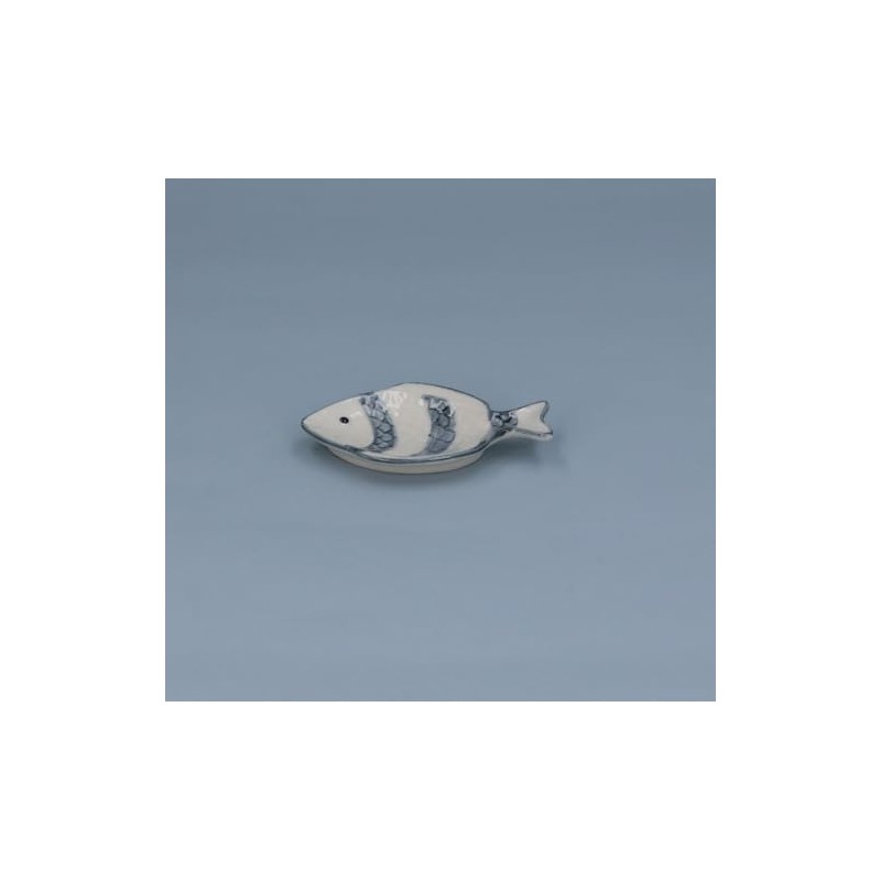 Gisela Graham Nautical Fish Shaped Trinket Dish, Grey Stripe, 11cm