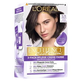 L'Oréal Paris Permanent Hair Colour, Ultra Cool Colour Result, 100% Grey Hair Coverage, Set with Excellence Cool Cream Colour, Shampoo and Care Cream, No. 5.11 Ultra Cool Light Brown